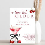 Chic A Tini Bit Older Cherry Martini 30th Birthday Invitation<br><div class="desc">Chic A Tini Bit Older Cherry Martini 30th Birthday Invitation - Celebrate her 30th birthday in style with this coquette black bow cherry martini birthday party invitation for her with crisp, white background and cherry red font. Featuring a watercolor illustration of a cherry martini tied with a black bow. The...</div>