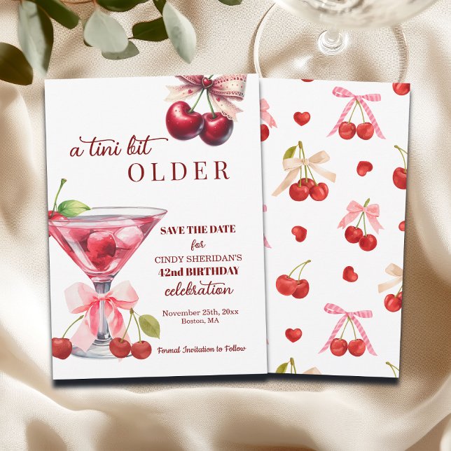 Chic A Tini Bit Older Cherry Martini 42nd Birthday Save The Date (Creator Uploaded)