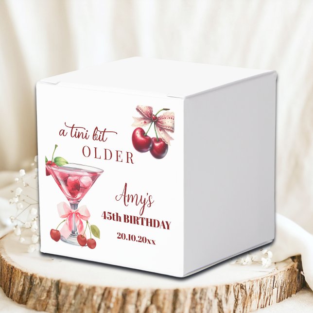 Chic A Tini Bit Older Cherry Martini 45th Birthday Favor Boxes (Creator Uploaded)