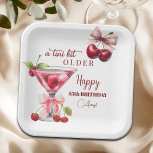 Chic A Tini Bit Older Cherry Martini 45th Birthday Paper Plates