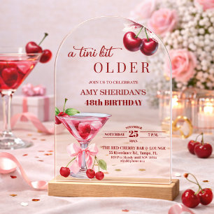 Chic A Tini Bit Older Cherry Martini 48th Birthday Acrylic Invitations