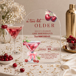 Chic A Tini Bit Older Cherry Martini 71st Birthday Acrylic Invitations