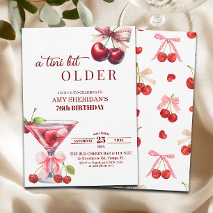 Chic A Tini Bit Older Cherry Martini 76th Birthday Invitation
