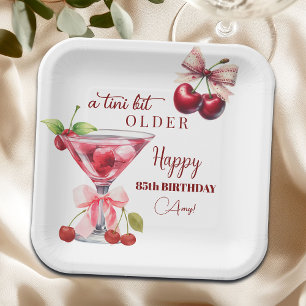 Chic A Tini Bit Older Cherry Martini 85th Birthday Paper Plates