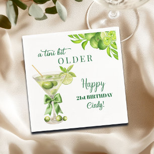Chic A Tini Bit Older Lime Martini 21st Birthday Napkins