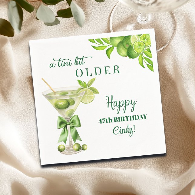 Chic A Tini Bit Older Lime Martini 47th Birthday Napkins (Creator Uploaded)