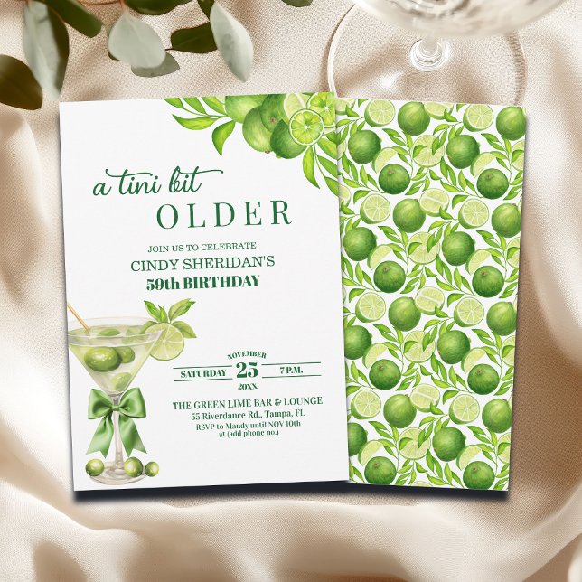 Chic A Tini Bit Older Lime Martini 59th Birthday Invitation (Creator Uploaded)