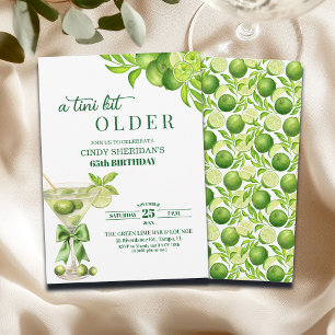 Chic A Tini Bit Older Lime Martini 65th Birthday Invitation