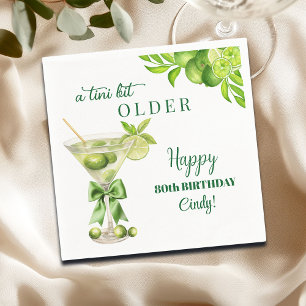 Chic A Tini Bit Older Lime Martini 80th Birthday Napkins