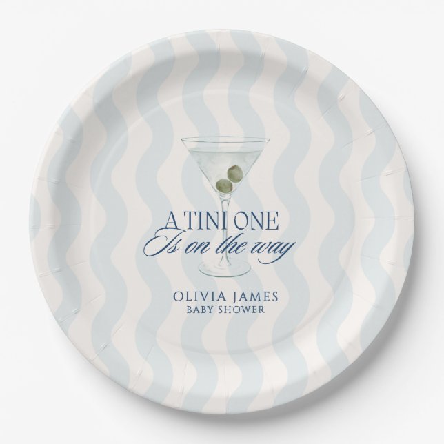 Chic a tini one boy baby shower paper plates (Front)
