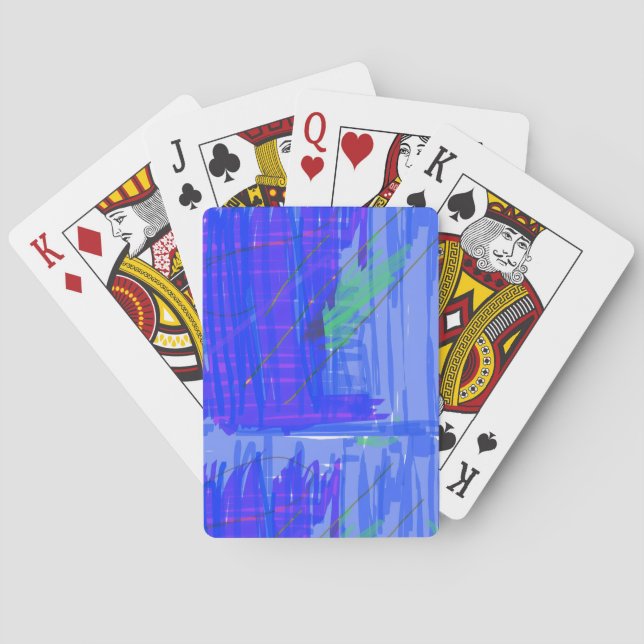 Chic Abstract Blue Poker Cards (Back)