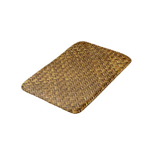 Chic Abstract Brown Wicker Zigzag Weave Pattern Bathroom Mat