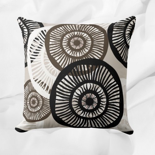 Chic Abstract Circle Pattern Neutral Throw Pillow