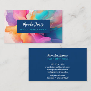 Chic Abstract Colorful Alcohol Ink Watercolor Art Business Card