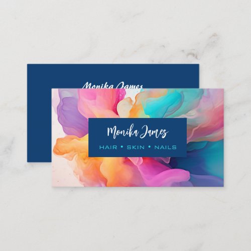 Chic Abstract Colorful Alcohol Ink Watercolor Art Business Card