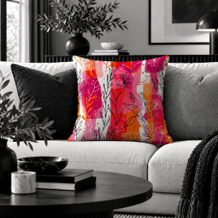 Chic Abstract Eclectic Floral Decorative Pillow Ar