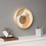 Chic Abstract Geometric Circles Mosaic Art Pattern Clock<br><div class="desc">Beautiful contemporary coffee beige,  caramel tan brown,  light apricot orange and ivory colored round circles pattern on a ivory off-white background. Ornate,  elegant,  stylish and eclectic design for the fancy artistic fashionista,  the artsy fashion diva,  popular hip trendsetter,  vintage retro art style and abstract digital geometric motif lover.</div>