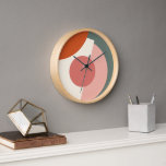 Chic Abstract Geometric Circles Mosaic Art Pattern Clock<br><div class="desc">Beautiful contemporary dark blush pink,  mauve taupe,  rust orange,  ivory off-white colored round circles pattern on a sage gray green background. Ornate,  elegant,  stylish and eclectic design for the fancy artistic fashionista,  the artsy fashion diva,  popular hip trendsetter,  vintage retro art style and abstract digital geometric motif lover.</div>