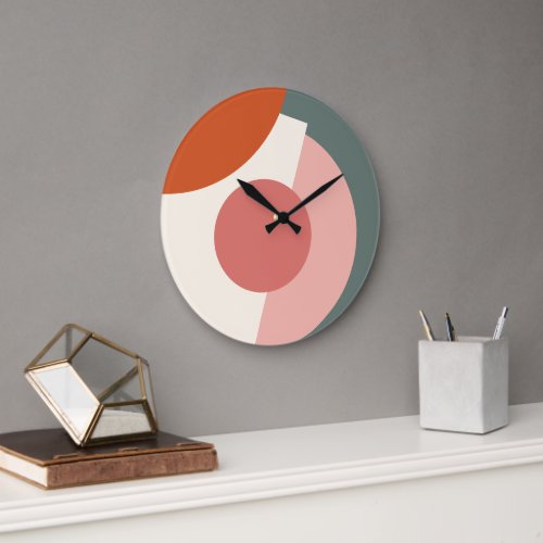 Chic Abstract Geometric Circles Mosaic Art Pattern Large Clock