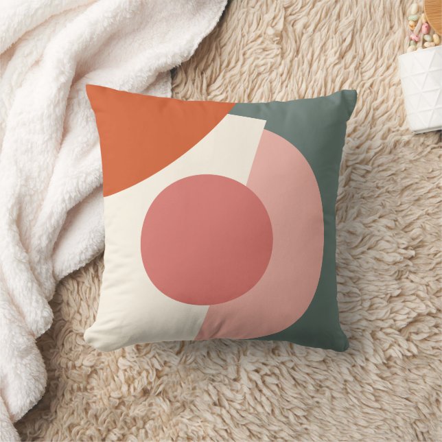 Chic Abstract Geometric Circles Mosaic Art Pattern Throw Pillow (Blanket)