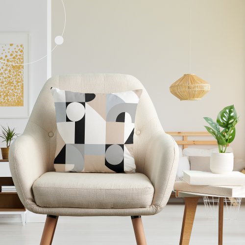 Chic Abstract Geometric Circles Sealess Pattern Throw Pillow