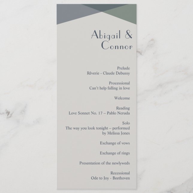 Chic Abstract Geometric Sage Navy Dusty Blue  Program (Front)