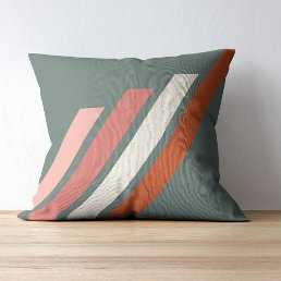 Chic Abstract Geometric Stripes Mosaic Art Pattern Throw Pillow