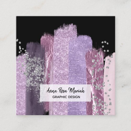  Chic Abstract Girly Glitter Feminine Exciting Square Business Card