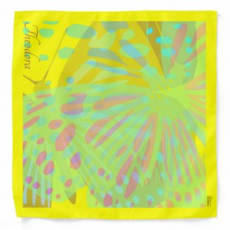 Chic Abstract Gold Butterfly Yellow Violet Bandana