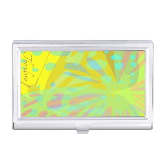 Chic Abstract Gold Butterfly Yellow Violet Business Card Case