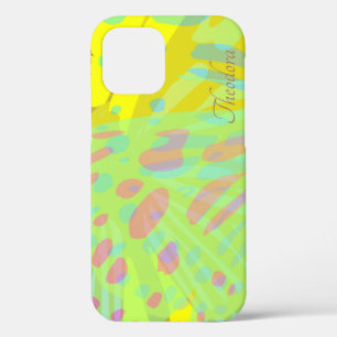 Chic Abstract Gold Butterfly Yellow Violet iPhone 12 Case