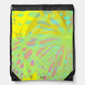 Chic Abstract Gold Butterfly Yellow Violet Drawstring Bag