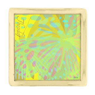 Chic Abstract Gold Butterfly Yellow Violet Gold Finish Lapel Pin
