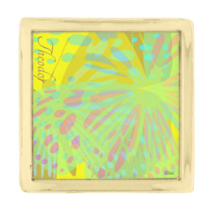 Chic Abstract Gold Butterfly Yellow Violet Gold Finish Lapel Pin