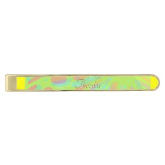 Chic Abstract Gold Butterfly Yellow Violet Gold Finish Tie Bar