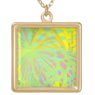 Chic Abstract Gold Butterfly Yellow Violet Gold Plated Necklace