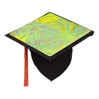 Chic Abstract Gold Butterfly Yellow Violet Graduation Cap Topper