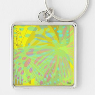 Chic Abstract Gold Butterfly Yellow Violet Keychain