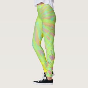 Chic Abstract Gold Butterfly Yellow Violet Leggings