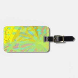 Chic Abstract Gold Butterfly Yellow Violet Luggage Tag