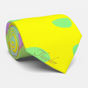 Chic Abstract Gold Butterfly Yellow Violet Pattern Neck Tie