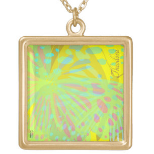Chic Abstract Gold Butterfly Yellow Violet Plated Necklace