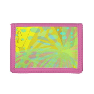 Chic Abstract Gold Butterfly Yellow Violet Trifold Wallet