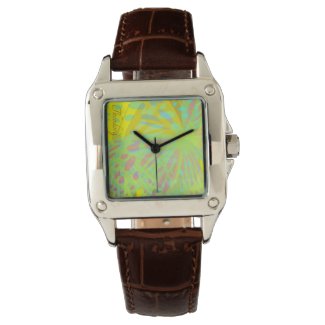 Chic Abstract Gold Butterfly Yellow Violet Watch