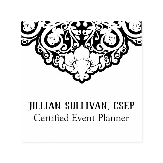 Chic Abstract Gray On Black Swirls Self-inking Stamp (Design)