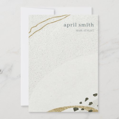 Chic Abstract Ivory Gold Black Gray Stone Texture  Note Card