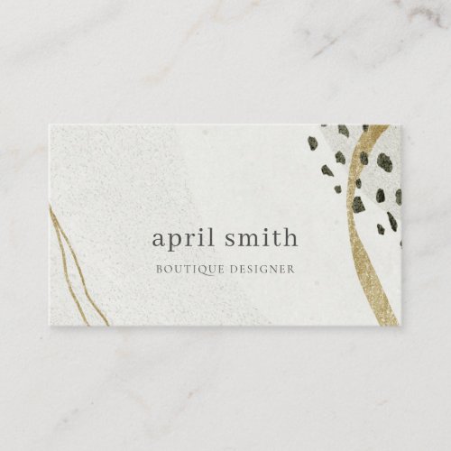 Chic Abstract Ivory Gold Black Grey Stone Texture  Business Card