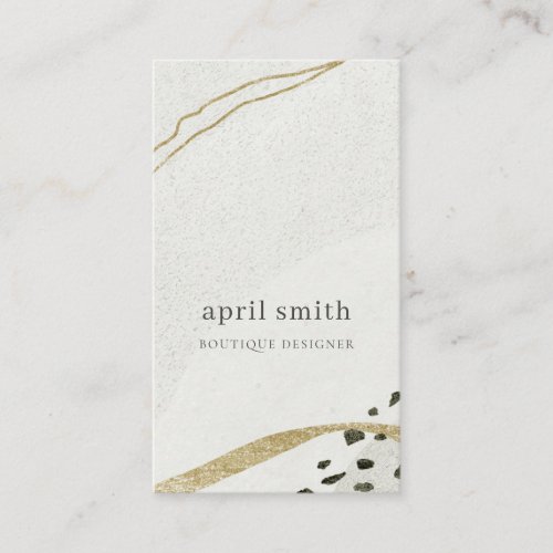 Chic Abstract Ivory Gold Black Grey Stone Texture  Business Card