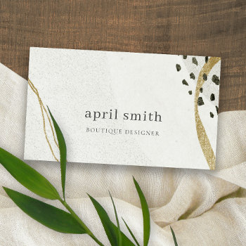Chic Abstract Ivory Gold Black Grey Stone Texture  Business Card by DearBrand at Zazzle