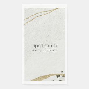 Chic Abstract Ivory Gold Black Grey Stone Texture Paper Guest Towels
